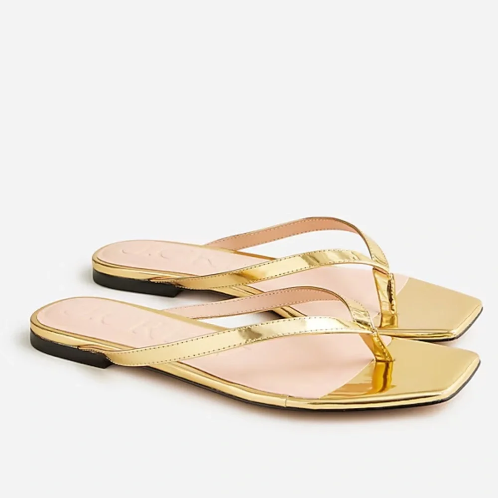 NWT JCREW Capri thong sandals in metallic leather